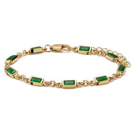Prism | Vergulde armband met smaragdgroene stenen van kristalglas