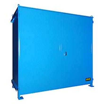 Stellingcontainer BAUER CEN 29-2, staal, dubbele scharnierdeur, B 3175 x D 1500 x H 2980 mm, blauw