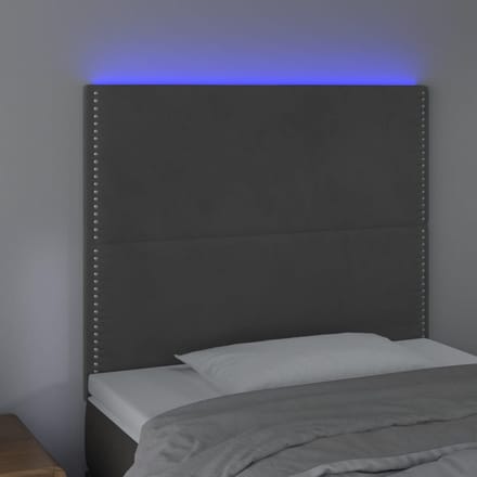 vidaXL - Hoofdbord - LED - 80x5x118/128 - cm - fluweel - donkergrijs