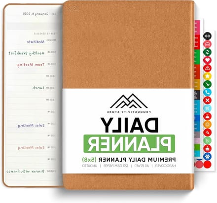 Dagelijkse planner - Workflowplanner Agenda - Productief Blijven - Ongedateerd Flexibel - A5 5x8 inch - Bruin