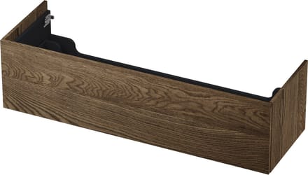 INK wastafelonderkast 1 lade greeploos push to open echt hout 140x45x38cm, massief eiken charcoal