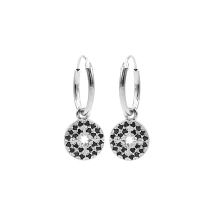 Karma oorring symbool zirkonia disc morning star zilver M2955B
