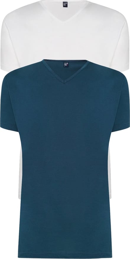 ALAN RED T-shirts Vermont (2-pack) - V-hals - wit en denim blauw