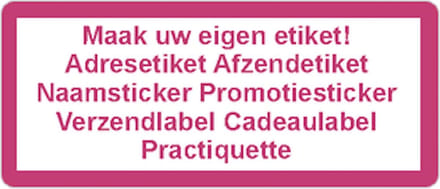 Adressticker - roze - roze tekst - 250 stuks - 21x48mm - rechthoek - gepersonaliseerd - met eigen tekst