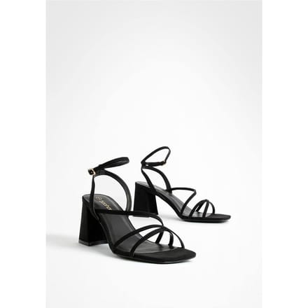 boohoo Dames Mid Blokhak Sandalen met Bandjes | Black | Maat: 3