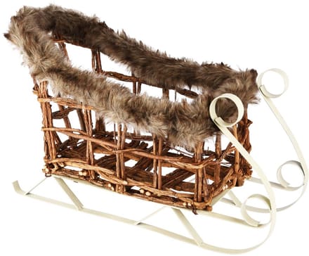 Dekoratief | Slee m/bont, naturel, hout/metaal, 45x22x32cm | A255639