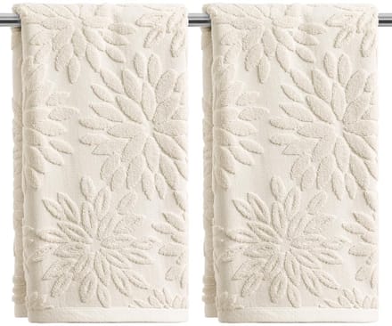 Cosensi - Dailygoods - Set van 2 Beige 3D Dahlia Handdoeken van 100% Katoen