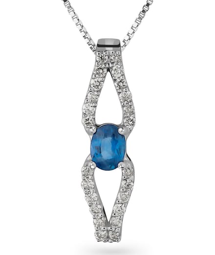 Orphelia HD-4203 - Hanger - 18 Karaat Witgoud - Diamant 0.12 ct / Saffier 0.20 ct