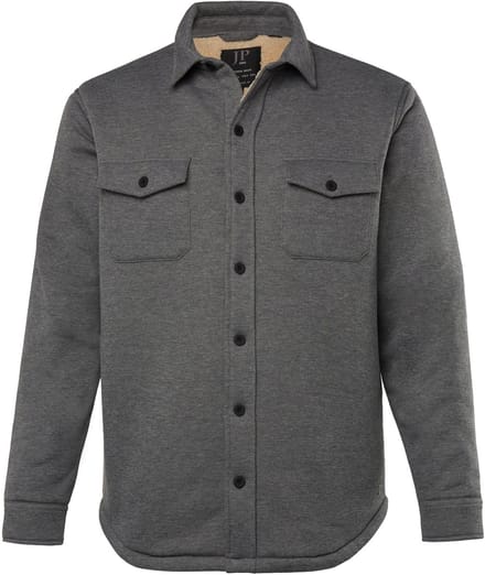 JP 1880 - Heren - Sweat-overshirt voering van geweven bont - Grafietgrijs - Maat XL