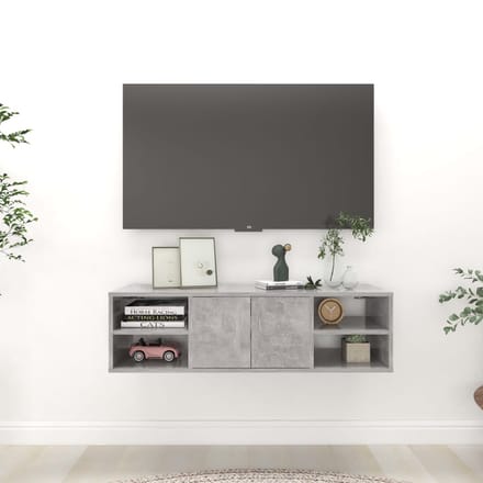 vidaXL - Wandschap - 102x30x29 - cm - bewerkt - hout - betongrijs