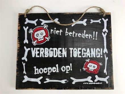 Tekstbord Verboden toegang zwart 24x30 cm van hout