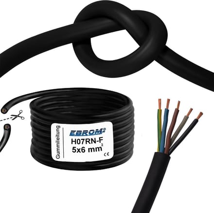 Flexibele Rubberkabel H07RN-F 5G6 mm² - Werf- en Verlengkabel per Meter