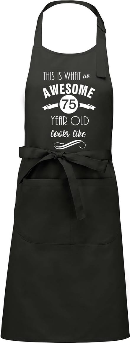 Awesome 75 year - 75 jaar cadeau - keukenschort - BBQ schort - verjaardag - chique grijs