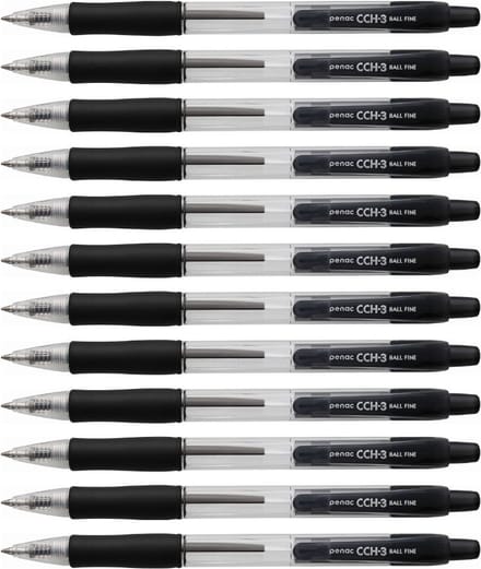 Penac Balpen - CCH-3 - 0.7mm - Zwart - 12 pack