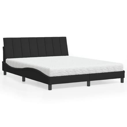 vidaXL - Bed - met - matras - "Hanko" - fluweel - zwart - 160x200 - cm