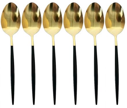 Tafellepel - Set van 12 - RVS lepels - Soeplepels - Goud/Zwart - Eetlepel