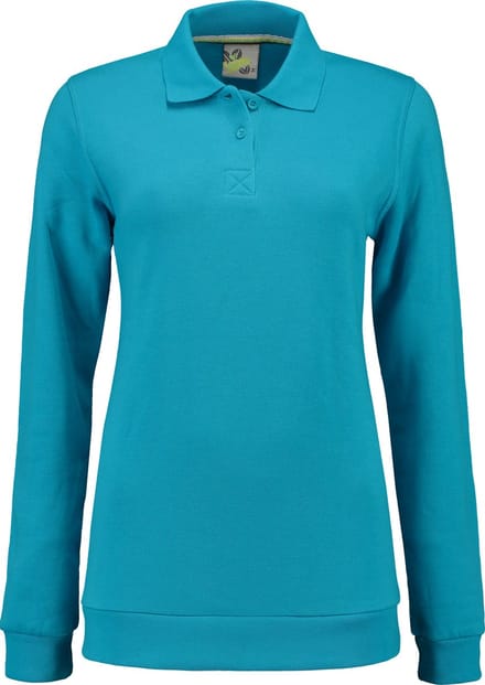Lemon & Soda polosweater voor dames in de kleur turquoise in de maat S.