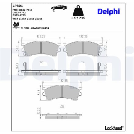 Remblokset DELPHI LP801, voor