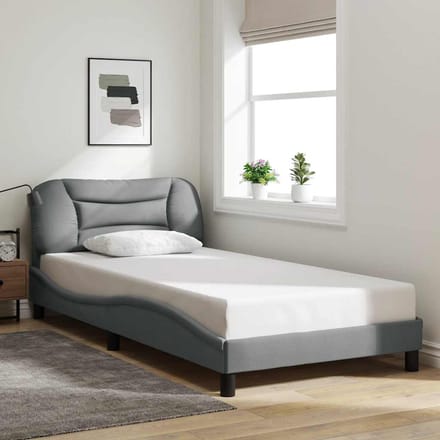 vidaXL - Bedframe - zonder - matras - "Hvar" - 100x200 - cm - stof - lichtgrijs