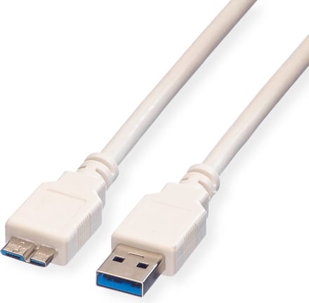 VALUE USB 3.2 Gen 1 kabel, type, A M - Micro B M, wit, 0,8 m