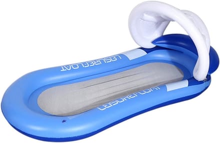 Opblaasbare Water Hammock - Drijvend Waterbed voor Strand, Lounge Stoel met Canopy, Kussen en Net (Blauw)