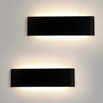 Set van 2 Zwarte Up and Down Wandlampen Binnen - Modern Aluminium - Warm tot Koel Wit Licht