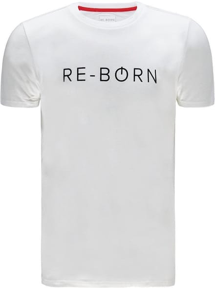 Re-Born - Sportkleding - Sport t-shirt - Logo shirt - Korte mouw t-shirt - Langer shirt - Heren - Wit - Maat L