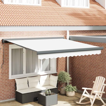 vidaXL - Uitschuifbare - luifel - Wit - 300 - x - 250 - cm - Canvas - en - Aluminium