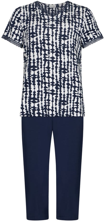 Pastunette Premium - Pyjama - Indigo Flow - Viscose - Blauw/Wit - Maat 52