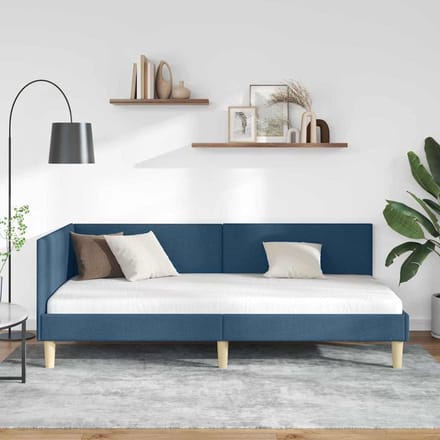 vidaXL - Hoek - Bed - Frame - Blauw - 100 - x - 200 - cm - Stof