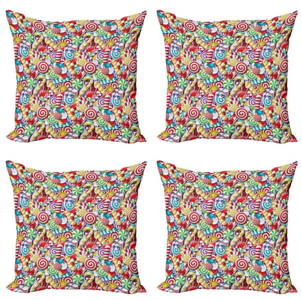 ABAKUHAUS Snoepstok-kussenhoes-set – 4x60x60 cm – Multicolor