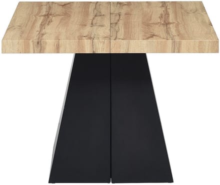 Vente-unique Uitschuifbare eettafel 4 tot 10 personen van MDF en metaal - Naturel en zwart - EMELIA