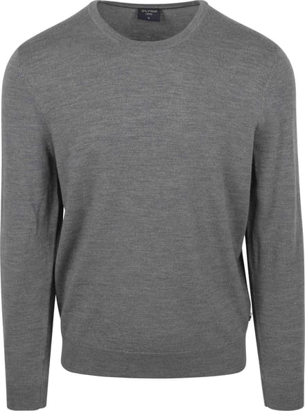 Olymp Trui O-Hals Wol Grijs - Maat S - Heren - Pullovers