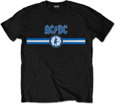 AC/DC - Blue Logo & Stripe Heren T-shirt - M - Zwart