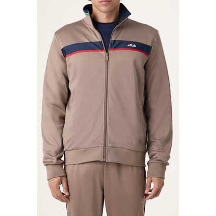 FILA Sagano Regular Taped Track Jacket Taupe Gray Größe: M | Leichte Jacken Outlet | Herren | Schwarz