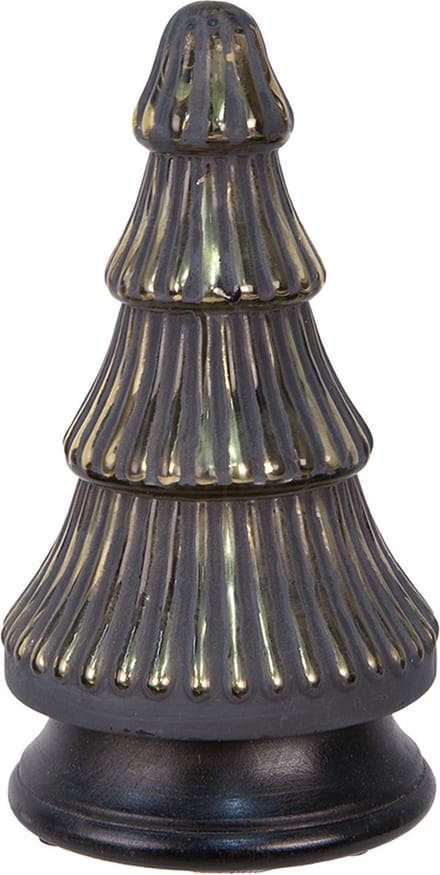 Clayre & Eef Kerstdecoratie Kerstboom Ø 14x25 cm Grijs Goudkleurig Glas