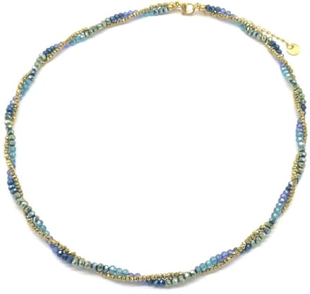 Ketting met Kralen - RVS - Lengte 39-45 cm - Lichtblauw