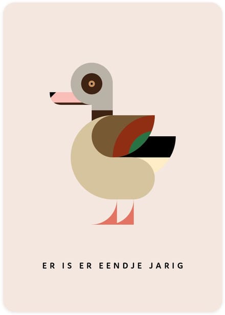 Eendje Wenskaarten - Set van 4 verjaardagskaarten - Er is er eendje jarig - Nijlgans
