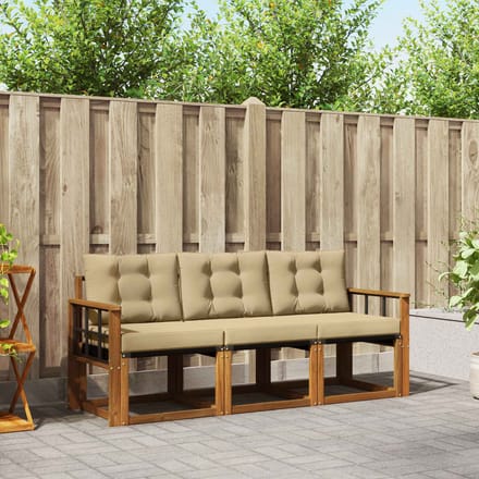 vidaXL - Buiten - bank - set - 3 - st - Natuurlijk - en - Beige