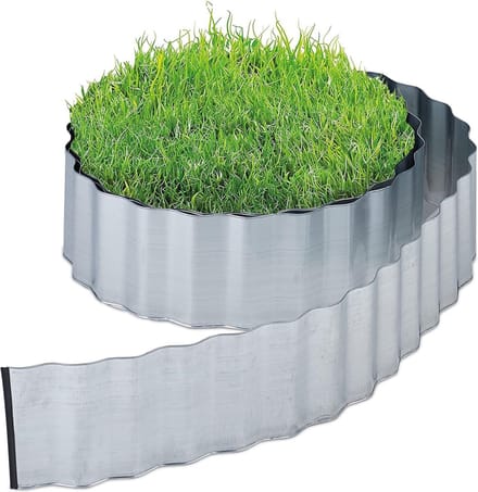 Borderrand metaal gras kantopsluiting 8 meter flexibel zilver - randbegrenzing voor perk en gazon Lawn Edging