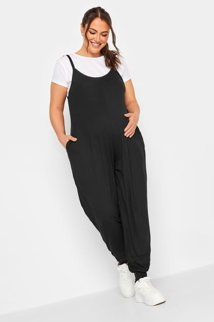 Bump It Up Maternity Oversized Jumpsuit Met Strikbandjes In Zwart Size 52