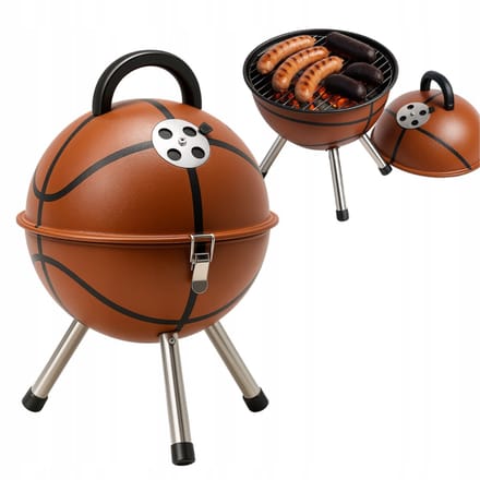 Merkloos Draagbare Koolgrill 36cm - Uniek Basketbal Design