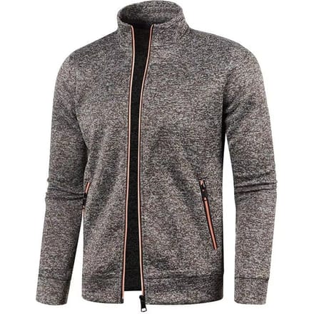 Winter Heren Lange Rits Gebreide Trui met Dunne Velours Mouwen Trui Jas In Grote Maat 4XL donkerbruine kleur