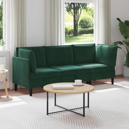 vidaXL - Woonkamer - Meubelset - 3 - st - Donkergroen - Fluweel