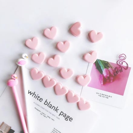 Set van 10 Roze Knijper Hartjes | Hartjes Paper Clips | Pink