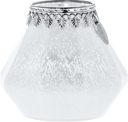 Riverdale - waxinelichtjeshouder - Sfeerlicht - Glow - wit - zilver - H13 cm - Ø 15 cm - glas