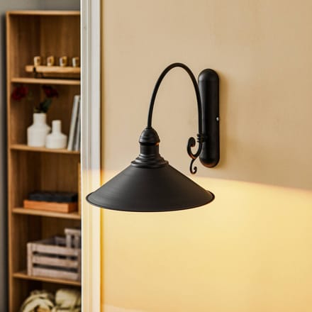 Argon Wandlamp Elmo, zwart gelakt