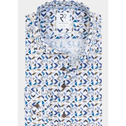 R2 Overhemd Sorona Print Multicolour - Maat 39 - Heren - Overhemden Formeel