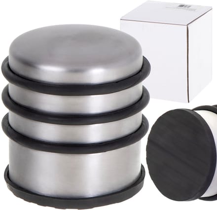 Set van 2 Deurstoppers - Deurstopper RVS met Anti Slip Bodem - 1 kg Voor binnen en buiten - Deurbuffer ⌀7 x 7,5 cm