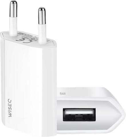 WiseQ USB Adapter - USB Stekker - Universele Adapter - Geschikt voor iPhone & Samsung - 5W/1A - Wit